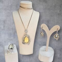 Elmas Kesim Zultanite Taş Gümüş Set