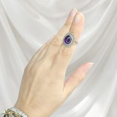 Ametist Doğaş Taş Gümüş Yüzük- 10 no