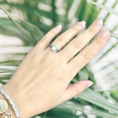 Kare Form Doğal Taş Gümüş Yüzük-11 no