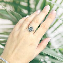 Labradorit Doğal Taş Gümüş Yüzük- 19 no