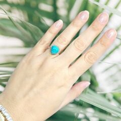 Firuze Doğal Taş Gümüş Yüzük- 12 no