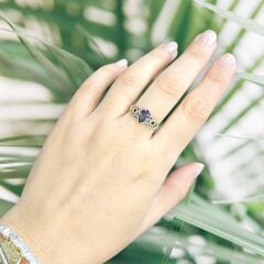 Mistik Topaz Doğal Taş Gümüş Yüzük- 16 No