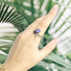 Kelebek Detay Tanzanit Doğal Taş Gümüş Yüzük- 17 no