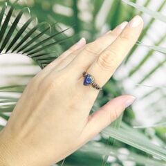 Safir Doğal Taş Gümüş Yüzük- 16 no