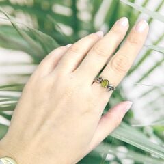 Peridot Doğal Taş Gümüş Yüzük-15 no