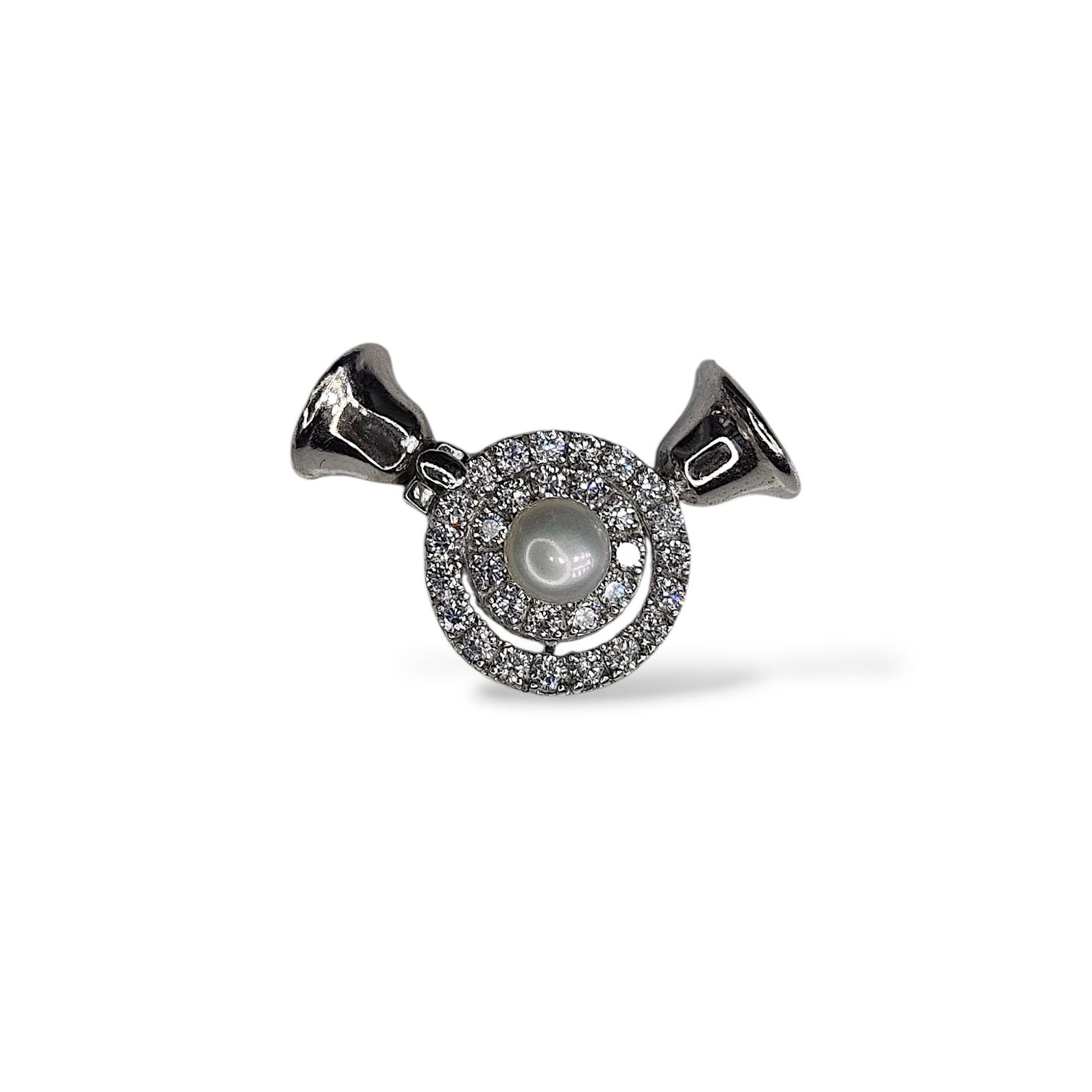 İnci Detay Zirkon Taşlı Gümüş İnci Klipsi