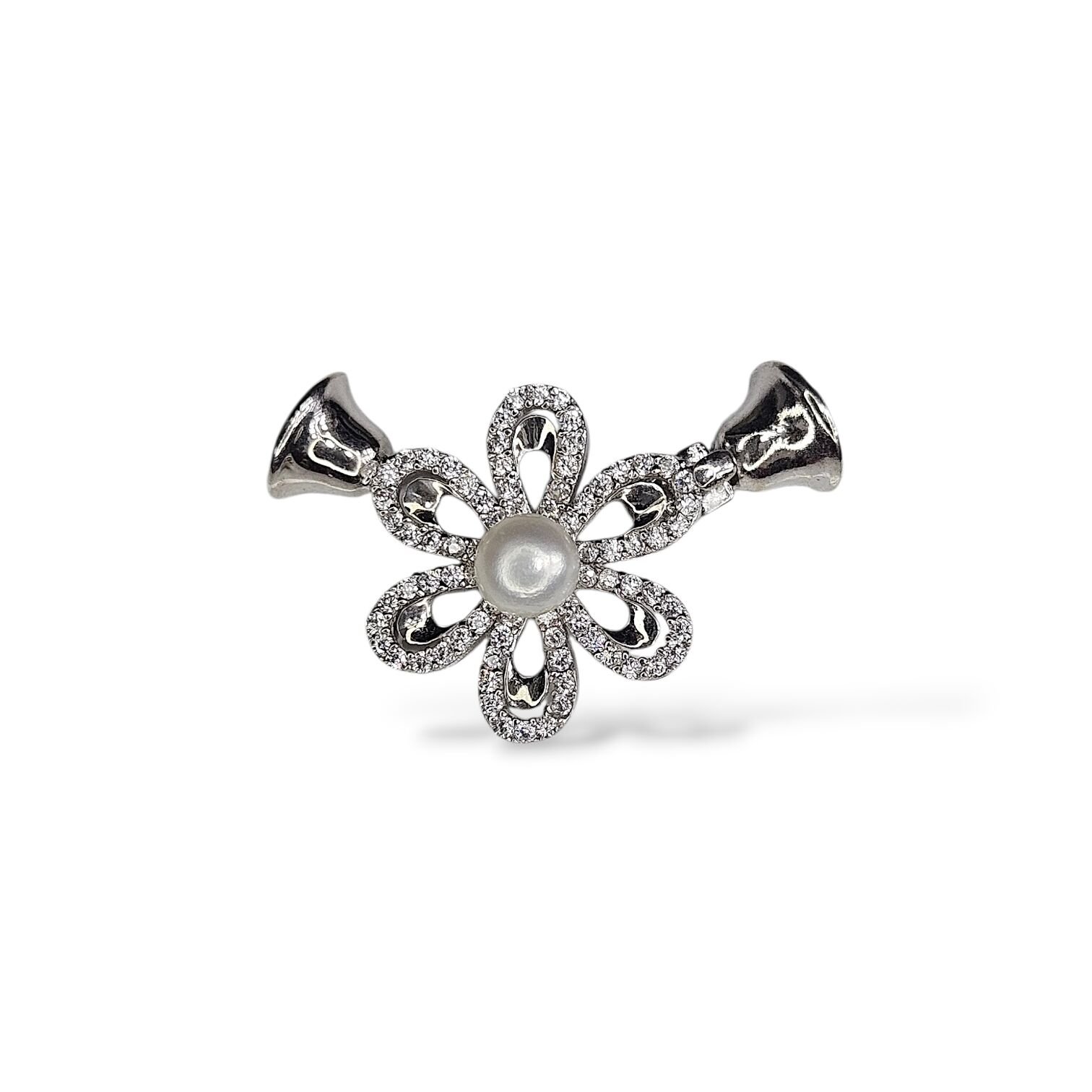 İnci Detay Çiçek Model Gümüş İnci Klipsi