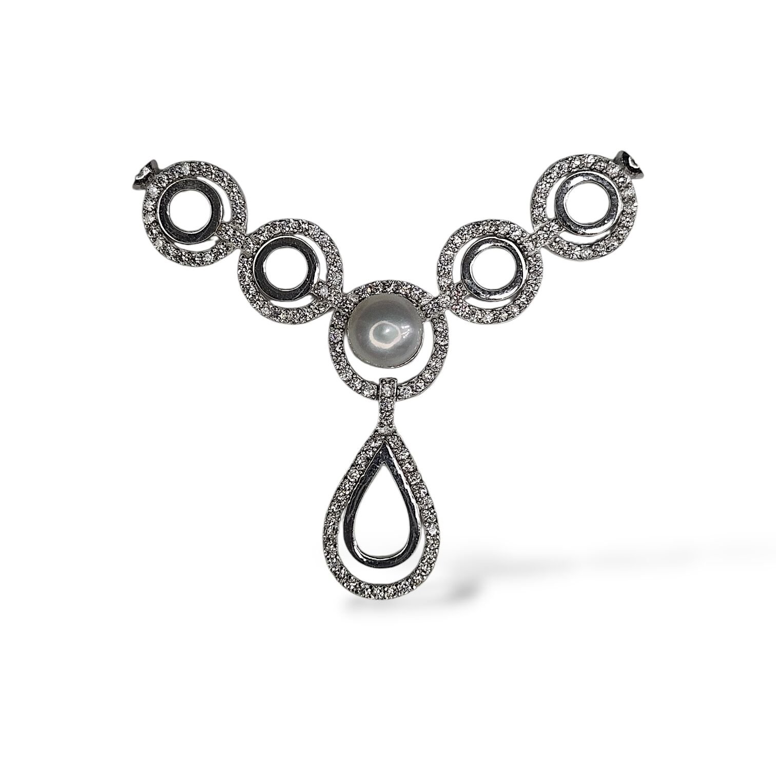 Zirkon Taşlı Gümüş İnci Klipsi