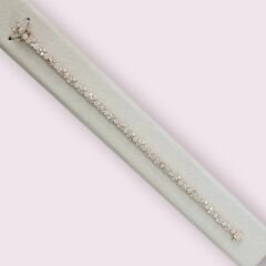 Zirkon Taşlı Rose Kaplama Gümüş Bileklik - 17,5 cm