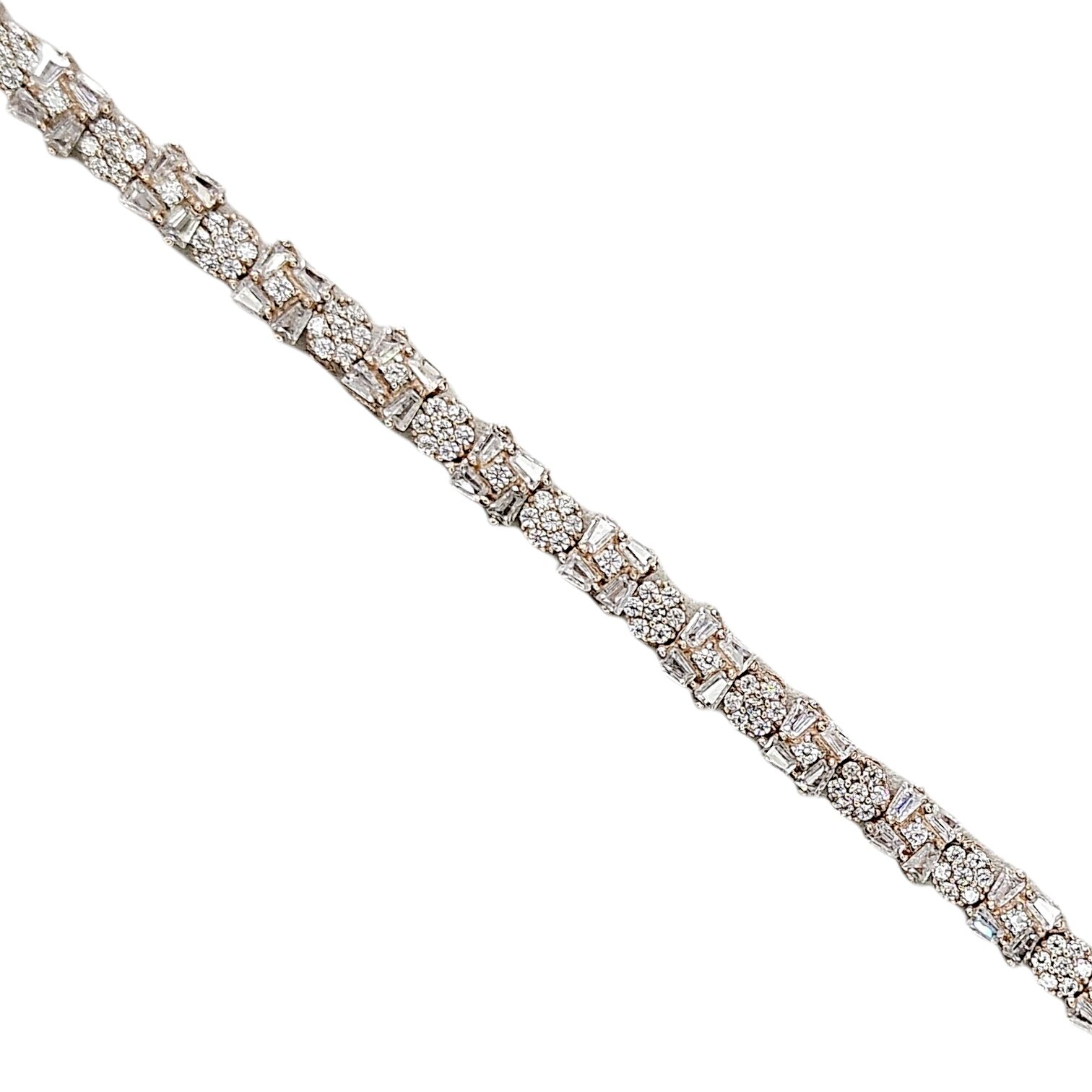 Zirkon Taşlı Rose Kaplama Gümüş Bileklik - 17,5 cm