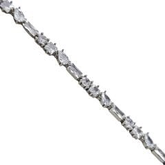 Zirkon Taşlı Gümüş Su Yolu Bileklik - 20 cm