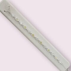 Damla Model Sarı Kristal Gümüş Bileklik - 20 cm