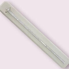 3.5 mm Prenses Kesim Gümüş Su Yolu Bileklik - 19 cm