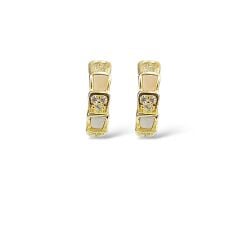 14K Altın Kaplama Zirkon Taş Sedefli Halka Küpe