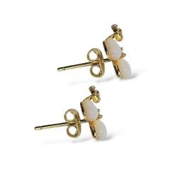 14K Altın Kaplama Çiçek Model Sedefli Gümüş Küpe