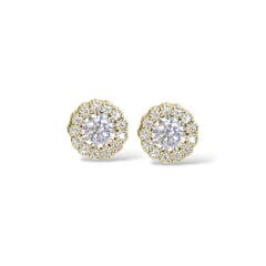 14K Altın Kaplama Çiçek Model Zirkon Taşlı Gümüş Küpe