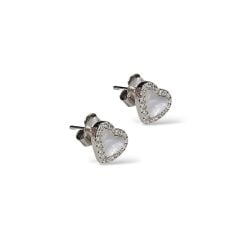 Kalp Model Sedef Gümüş Küpe