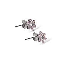 Pembe Kristal Taşlı Gümüş Küpe