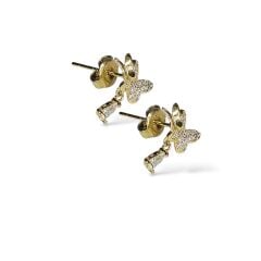 14K Altın Kaplama Kelebek Model Tektaş Sallantılı Gümüş Küpe