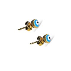 14K Altın Kaplama Nazar Boncuklu Gümüş Küpe