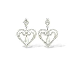 Kalp Model İncili Gümüş Küpe