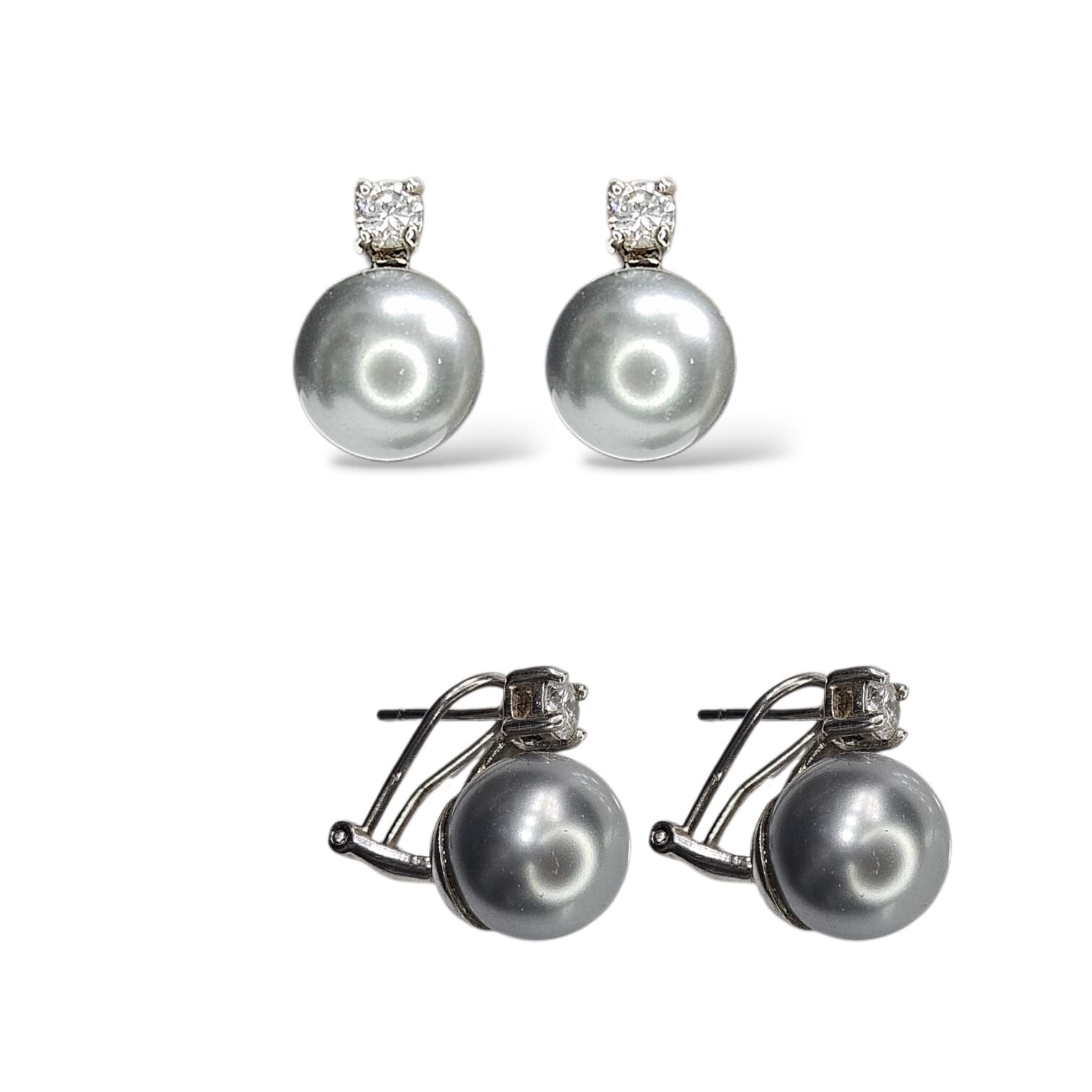 Taş Detay İnci Gümüş Küpe