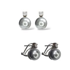 Taş Detay İnci Gümüş Küpe