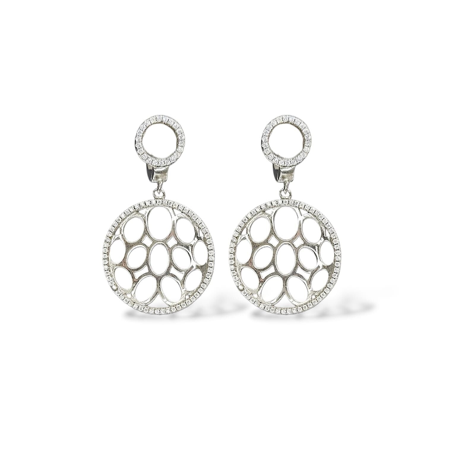 Zirkon Taşlı Sallantılı Gümüş Küpe