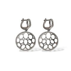 Zirkon Taşlı Sallantılı Gümüş Küpe