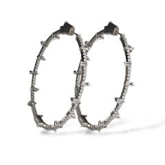 Zigzag Zirkon Taşlı Büyük Halka Küpe