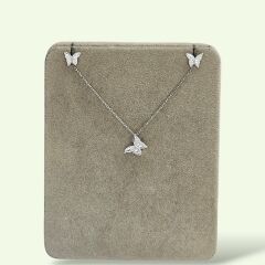 Kelebek Model Pırlanta Montürlü Gümüş Kolye Küpe Takım