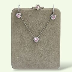 Kalpli Pembe Kuvars Pırlanta Montörlü Gümüş Kolye Küpe Yüzük Set