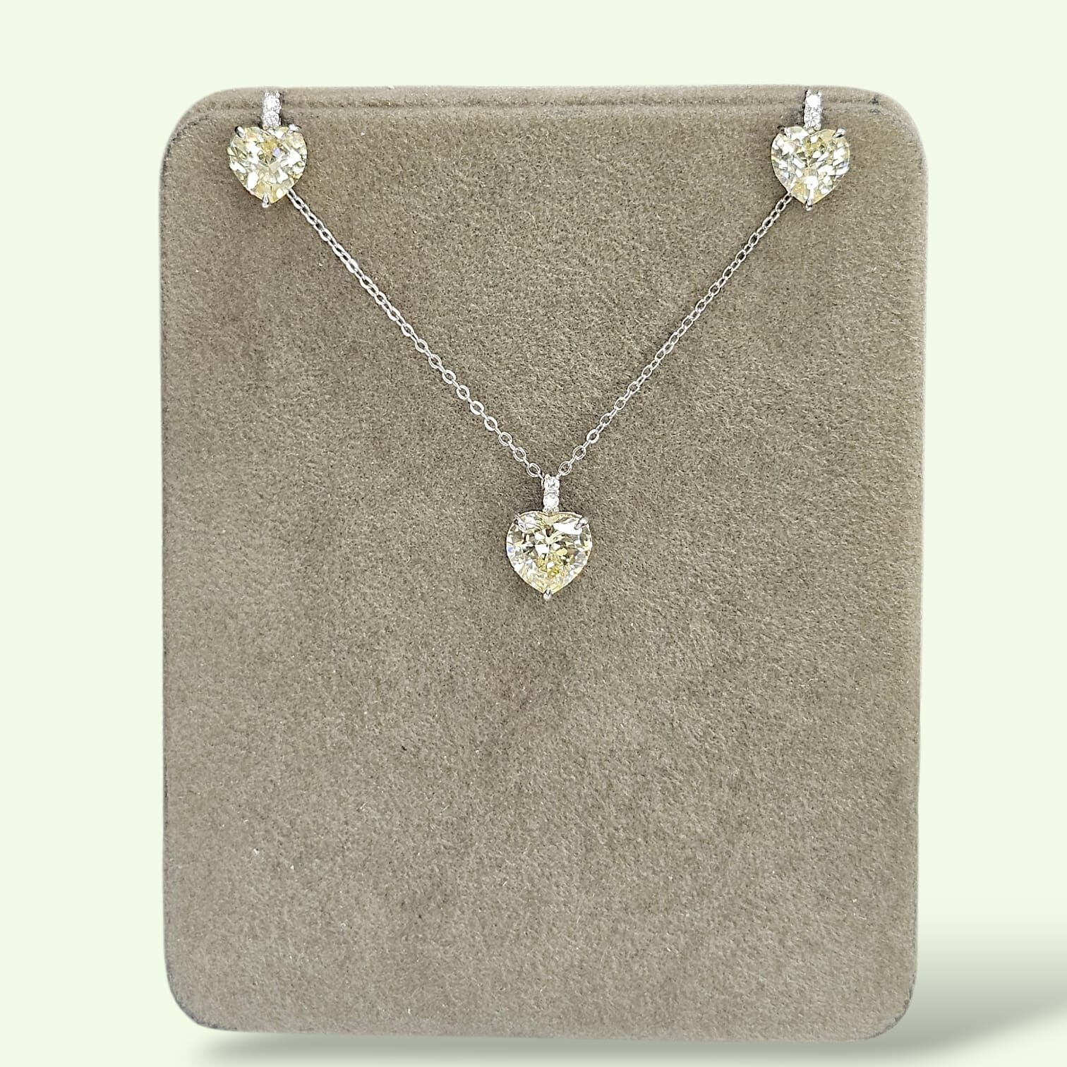 Kalpli Sarı Kuvars Pırlanta Montür Gümüş Kolye Küpe Takım