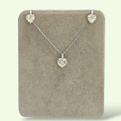 Kalpli Sarı Kuvars Pırlanta Montür Gümüş Kolye Küpe Takım