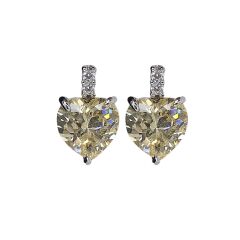 Kalpli Sarı Kuvars Pırlanta Montür Gümüş Kolye Küpe Takım