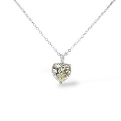 Kalpli Sarı Kuvars Pırlanta Montür Gümüş Kolye Küpe Takım