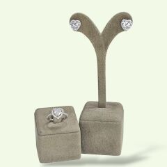 Pandora Model Kalpli Pırlanta Montür Gümüş Küpe Yüzük Takım