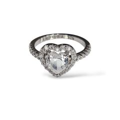 Pandora Model Kalpli Pırlanta Montür Gümüş Küpe Yüzük Takım