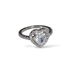 Pandora Model Kalpli Pırlanta Montür Gümüş Küpe Yüzük Takım