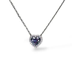 Mistik Topaz Kalpli Pırlanta Montür Gümüş Kolye Küpe Yüzük Set