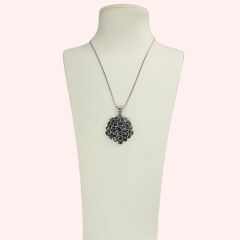 Siyah Taşlı Gümüş Kolye