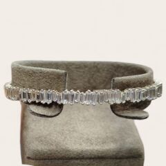 Elmas Kesim Taşlı Gümüş Kelepçe Bileklik