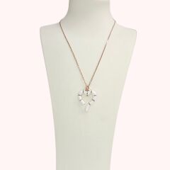 Kalp Model Seramik Rose Kaplama Gümüş Kolye