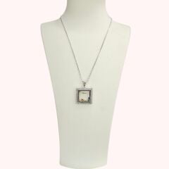 Pırlanta İşleme İçi Renkli Taşlı Gümüş Kolye