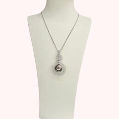 Ortası Siyah İnci Zirkon Taşlı Gümüş Kolye