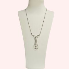 Lale Model Zirkon Taşlı Gümüş Kolye