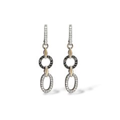 Siyah-Beyaz Zirkon Taşlı Rose Kaplama Gümüş Kolye Küpe Takım