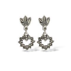 Markazit Taşlı Kalp Model Yüzük Küpe Takım