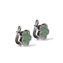 Çiçek Model Yeşil Taşlı Gümüş Set