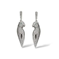 Kaplan Mddel Zirkon Taşlı Pırlanta İşlemeli Gümüş Küpe